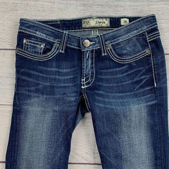 BKE Capri Jeans sz 28 Dark Wash Starlite Low Rise Raw Hem 24" inseam - Picture 2 of 11
